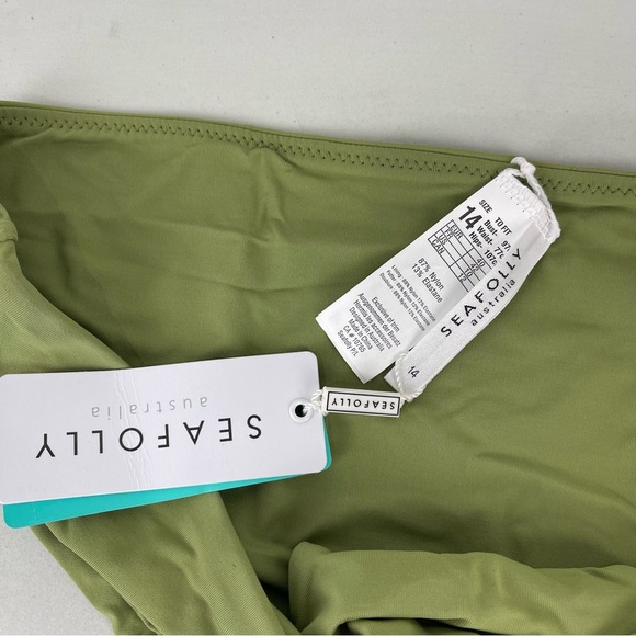 NEW Seafolly Hipster Bikini Bottom Low Rise Women's Size 10 Moss Green - Picture 7 of 7